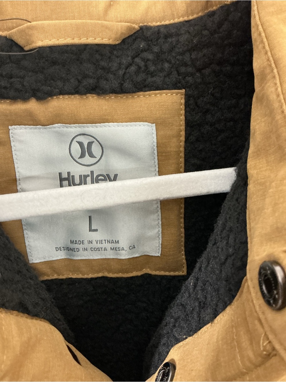 NWT Hurley Men’s Sherpa Lined Quilted Canvas Shacket Jacket Tan L - Picture 8 of 14